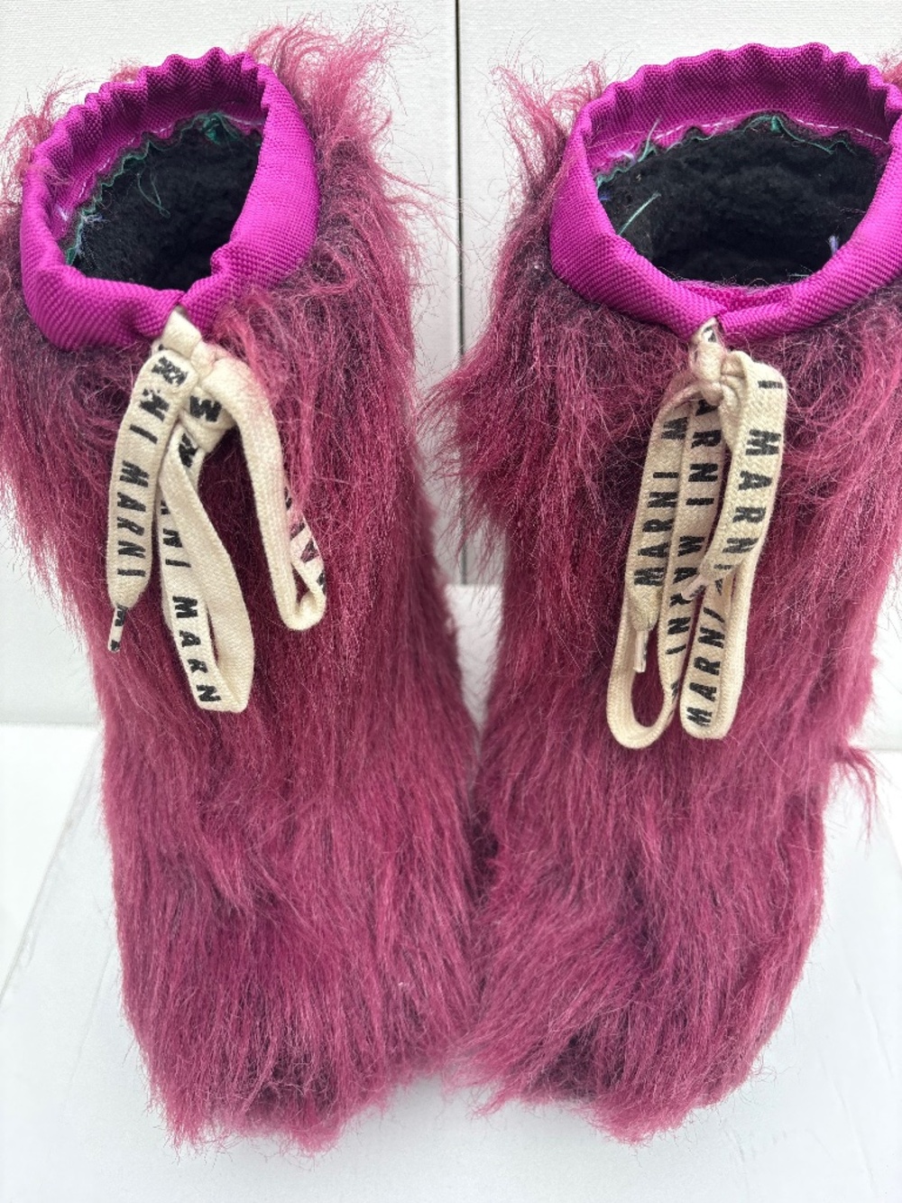 Marni Kids Mauve Furry Winter Boots Removable Liner Size 29/31
